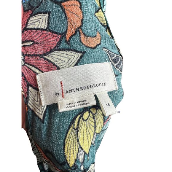 Anthropologie Geneva Floral Green Halter Wide Leg Jumpsuit Size XS Women's - Picture 7 of 9